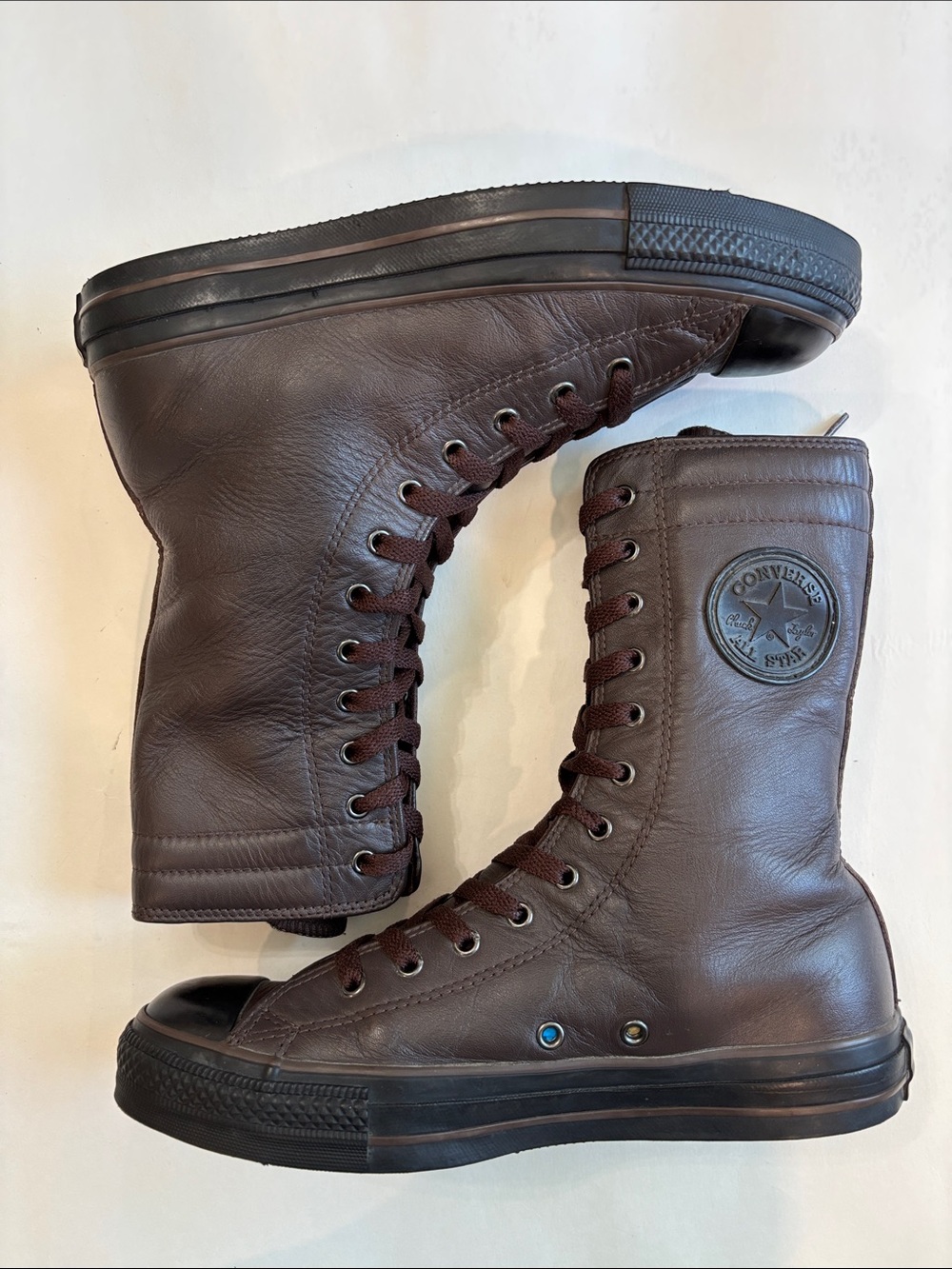 Converse XX-Hi Brown Leather Knee High Chuck Taylor Boots Size 8 W, Converse 6 - Picture 8 of 13
